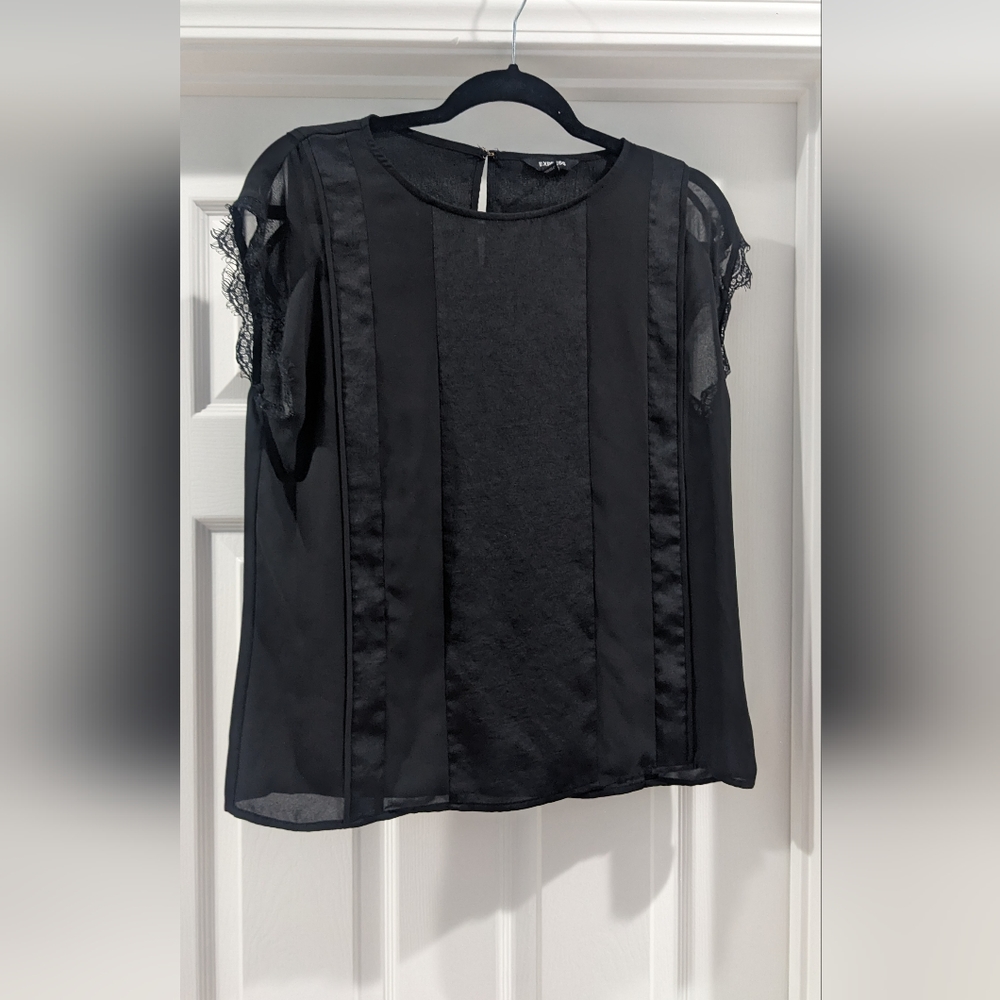 Womens Black Express Size Medium Blouse